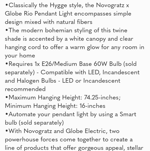 Bohemian Light Fixter Pendant Light Twine Shade Light Lamp - Picture 7 of 10